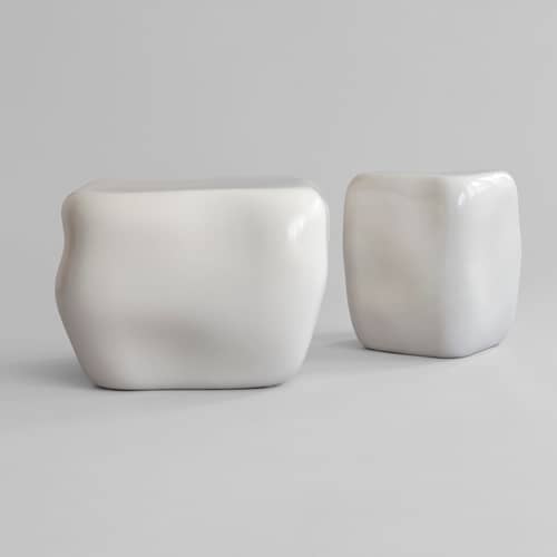 Table basse Ishi Medio / 50 x 50 x H 39 cm - 101 COPENHAGEN - Blanc cassé - Céramique émaillée