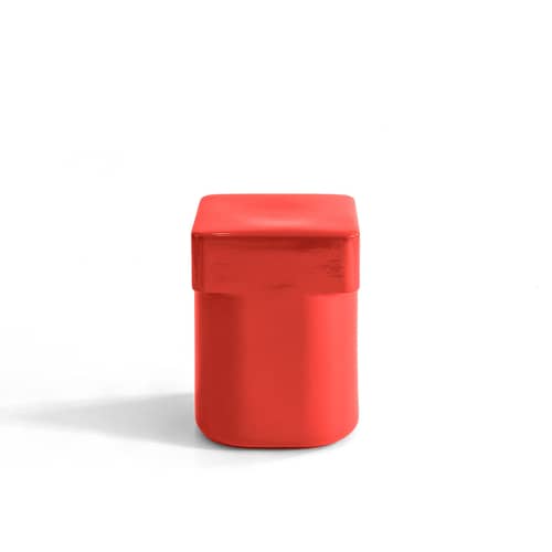 Table d\'appoint Landmark céramique rouge / Fait main - 32 x 32 x H 44 cm - NINE - Rouge - Céramique émaillée