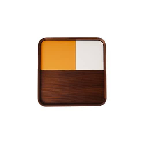 Tablett Sicilia holz gelb / 35 x 35 cm - Maison Sarah Lavoine - Ocker - Lackiertes Exotenholz