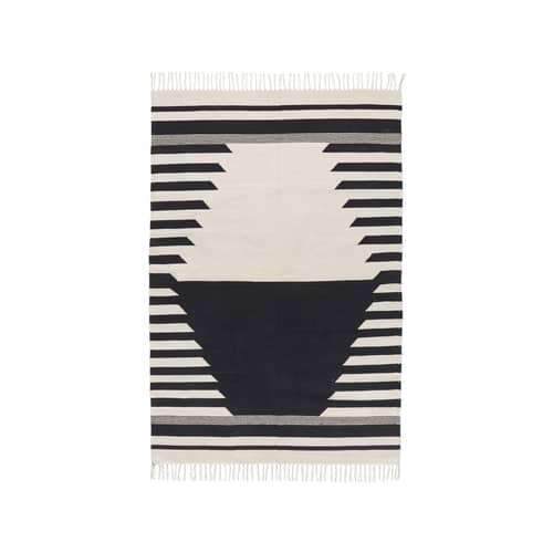 Tapis Iselin tissu noir / 140 x 200 cm - BROSTE COPENHAGEN - 140 x 200 cm / Noir & blanc - Coton