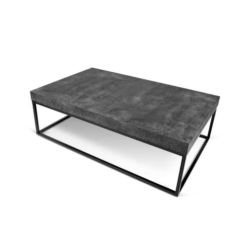 Tavolino Adelaïde legno grigio / 120 x 75 cm x H 38 cm - Melamina effetto cemento - POP UP HOME - 120 x 75 cm / Effetto cemento grigio - Melamina, metallo laccato, Pannello di fibra ad alta densità