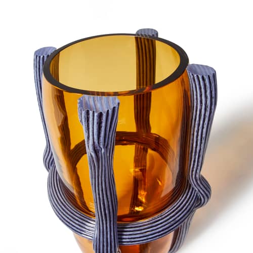 Sestiere Vase glass purple / Ø 23 x H 37 cm - Murano glass / Patricia Urquiola, 2022 - CASSINA - Transparent Topaz / Periwinkle - Hand-blown Murano glass