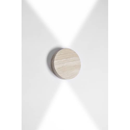 Wandleuchte Lane LED metall beige / Ø 16,5 cm - Metall - ENOstudio - Travertin-Optik beige - - Stahl