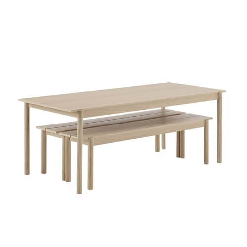 Banc Linear WOOD bois naturel / L 170 cm - Muuto - L 170 cm / Chêne - Chêne massif, Contreplaqué de chêne