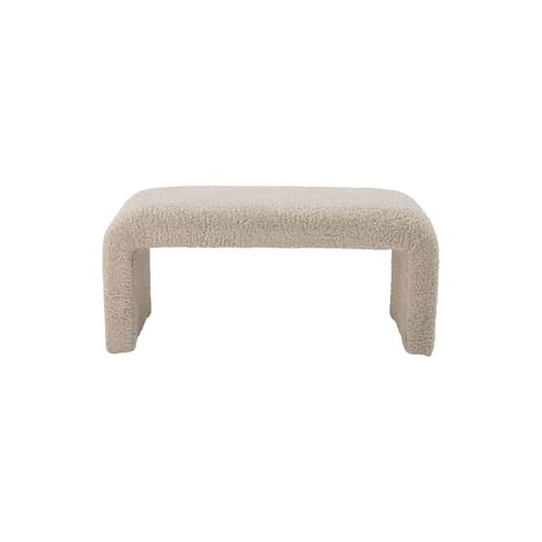 Banc rembourré Bobbie / L 100 cm - Tissu bouclé - Bloomingville - Beige (tissu bouclé) - Bois, Mousse, Tissu bouclé
