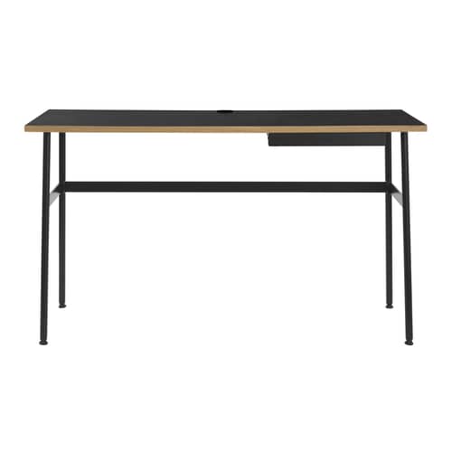 Bureau Journal bois noir / 1 tiroir - Normann Copenhagen - Noir - Acier laqué, Stratifié mélaminé