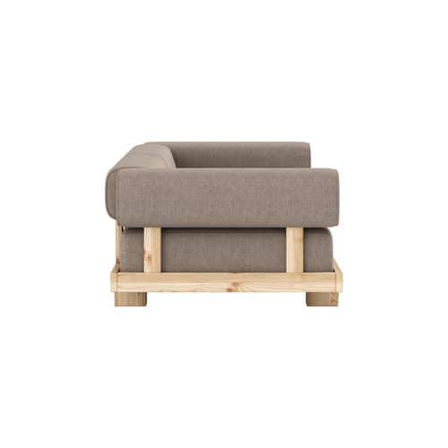 Canapé convertible Stay tissu beige / Lit 1 place - L 214 cm - KARUP - Beige (660) / Pin brut (100) - Mousse haute résilience, Pin massif, Tissu