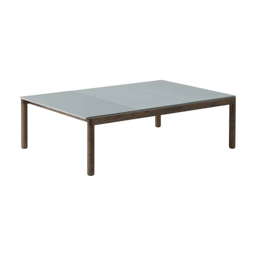 Couple Coffee table ceramic blue / 84.5 x 120 x H 35 cm - Reversible stoneware tabletop - Muuto - Pale blue / Dark oak - Stained oiled oak, Stoneware
