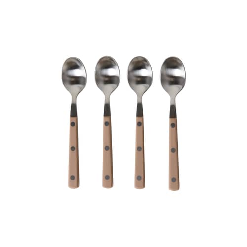 Cuillère à café 70s plastique beige / Set de 4 - L 11,5 cm - HK LIVING - Taupe - Acier inoxydable, Acrylique