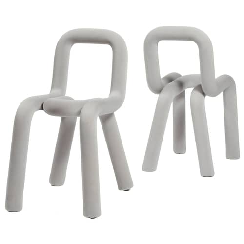 Gepolsterter Stuhl Bold textil grau - Moustache - Hellgrau - Gewebe, Schaumstoff, Stahl