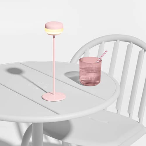 Lampe extérieur sans fil rechargeable Cheerio LED rose / Ø 8 x H 26 cm - Fatboy - Rose poudré - ABS, Acier inoxydable, Silicone