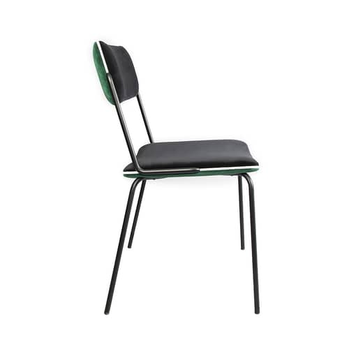 Double jeu Padded chair textile green black / Velvet - Maison Sarah Lavoine - Green / Black - Foam, Lacquered steel, Velvet, Wood