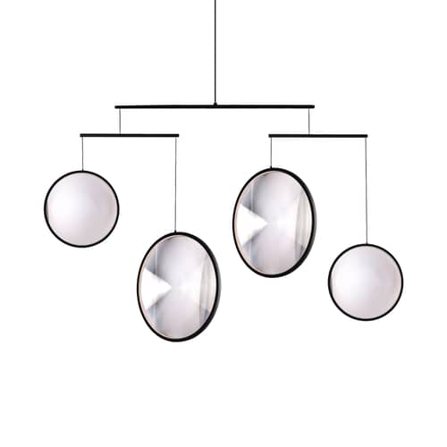 Focus X4 Pendant metal black / LED - L 131 x H 72.3 cm - DCW éditions - Black - Aluminium, PMMA