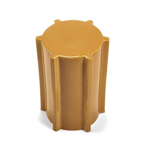 Table d\'appoint Pawn Geometric céramique jaune / Tabouret - Ø 31,3 x H 45 cm - Serax - Ocre - Grès émaillé