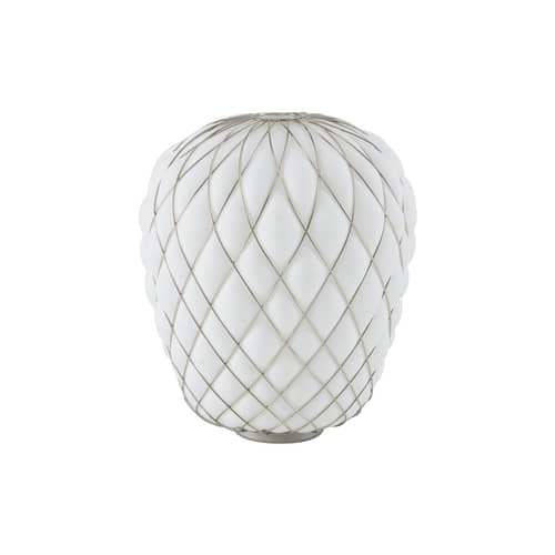 Pinecone Table lamp glass white H 52 cm - Glass & metal mesh - Fontana Arte - White / Gold mesh - Metal, Mouth blown glass