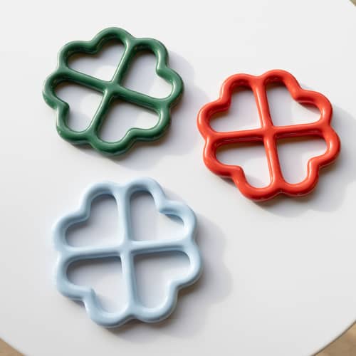 Clover Tablemat ceramic blue - & klevering - Blue - Sandstone
