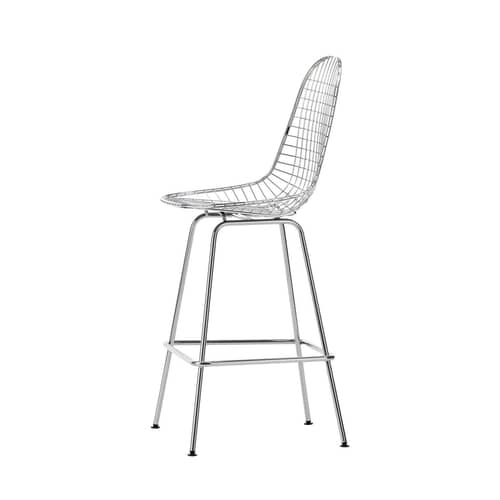 Tabouret haut Wire Stool Medium / H 67 cm - Eames, 1951 - Vitra - Chromé - Acier chromé