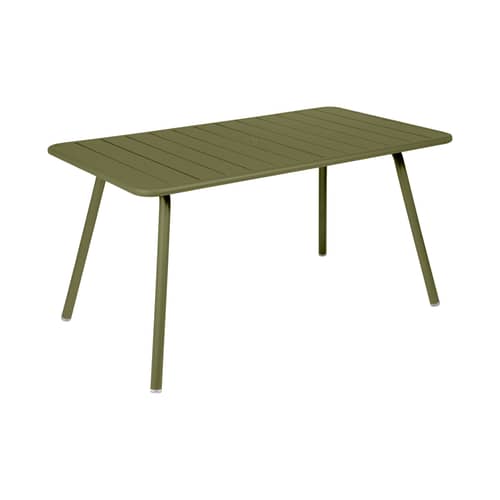 Tavolo rettangolare Luxembourg metallo verde / 143 x 80 cm (6 persone) - Foro per parasole - Fermob - Pesto - Alluminio laccato
