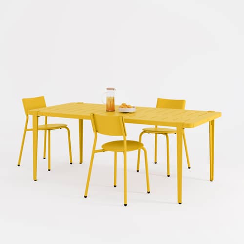 Tavolo rettangolare Midi metallo giallo / 190 x 90 cm - 8 persone - TIPTOE - Giallo sole - Acciaio termolaccato