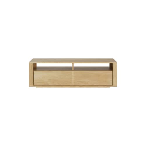 Shadow TV unit natural wood / L 140 x D 46 x H 42 cm - 2 drawers - Ethnicraft - Oak - Oiled solid oak