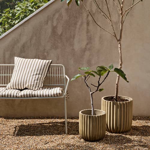 Banc avec dossier Eden métal beige / L 115 cm - BROSTE COPENHAGEN - Gris-beige - Acier thermolaqué