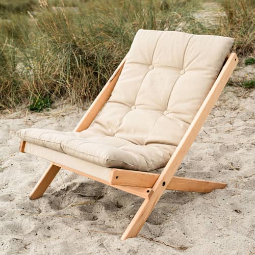 Fauteuil pliant Boogie Outdoor - KARUP DESIGN - Beige 402 / Hêtre - Hêtre massif huilé certifié FSC, Mousse, Polyester, Tissu Dralon