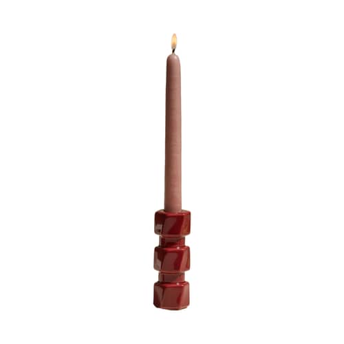 Bougeoir Colonna Moyen / H 12 cm - Maison Sarah Lavoine - Carmin - Céramique émaillée
