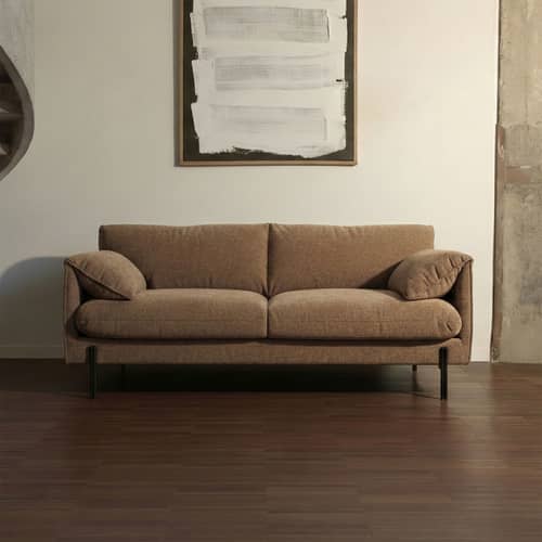Divano 2 posti Camilla tessuto marrone / L 167,5 cm - NV GALLERY - Marrone castagna - Ferro, Schiuma ad alta densità, Tessuto