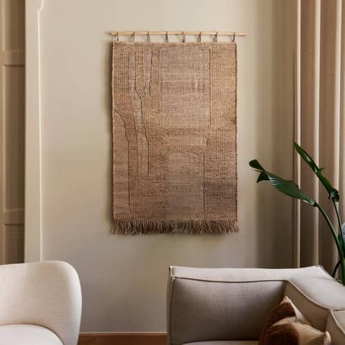 Carta da parati Harvest tessuto beige / L 100 x H 165 cm - Ferm Living - Naturale - Faggio, Iuta