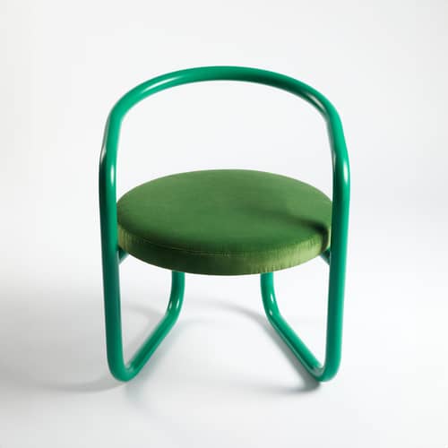Chaise rembourrée Consul métal vert / Assise velours - Exclusivité - Axel Chay - Velours vert / vert - Acier laqué, Mousse, Velours