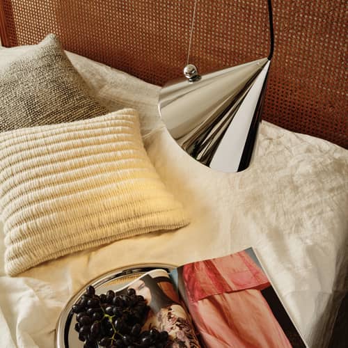 Coussin Ridge beige / 45 x 45 cm - Tissé main - Tom Dixon - Beige naturel - Coton, Laine