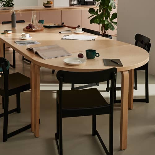 Aalto 95 Half-moon table natural wood / 120 x 60 cm - Alvar Aalto, 1933 - ARTEK - Natural birch - Birch veneer, Laminated birch wood