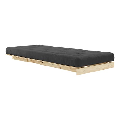 Fauteuil convertible Roots / Dormeuse & lit d\'appoint - 3 positions / Structure pin clair - KARUP DESIGN - Gris foncé 734 / Pin clair - Fibres recyclées mélangées, Mousse, Pin massif certifié FSC, Tissu