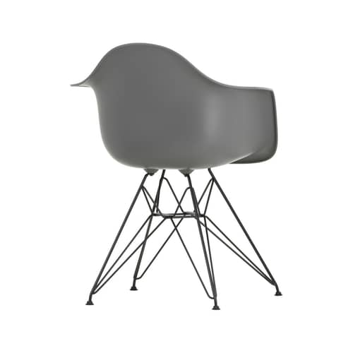 Sessel RE DAR - Eames Plastic Armchair plastikmaterial grau / (1950) - Beine schwarz / recycelt - Vitra - Granitgrau / Beine schwarz - lackierter Stahl, Recycelter Kunststoff (Post-Consumer)