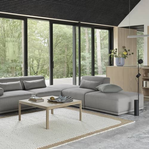 Pouf Connect Soft / 99 x 99 cm - Muuto - Gris (tissu Clay 12) -  Ouate, Holz, Kvadrat-Gewebe, Schaumstoff