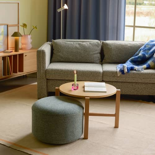 Sofa 2 Sitzer Soba textil grau / L 178 cm - HÜBSCH - Hellgrau - Furnier, Polyester-Gewebe, Polyurethan-Schaum