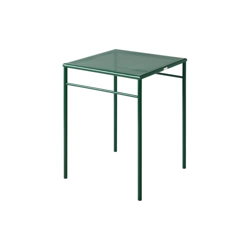 T37 Tressée Square table metal green / 60 x 60, 2 to 4 people - Woven Tray - Tolix - Licken green Foam - Stainless steel