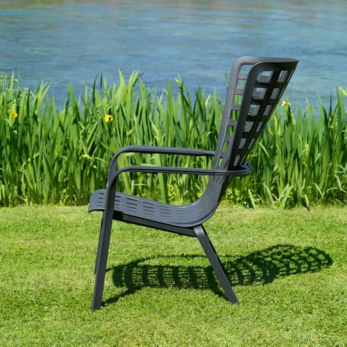 Folio Stackable armchair composite material black / Multiposition folder - NARDI - Charcoal grey - Fibreglass resin