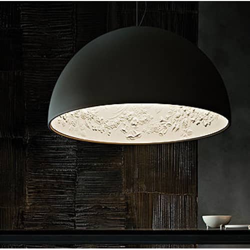Suspension Skygarden 1 métal pierre marron / Ø 60 cm - Plâtre & aluminium - Flos - Bronze mat - Aluminium, Plâtre