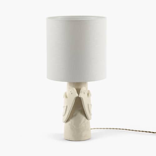 Paloma Table lamp ceramic beige / H 52 cm - Serax - Beige / beige Lampshade - Enamelled sandstone, Linen