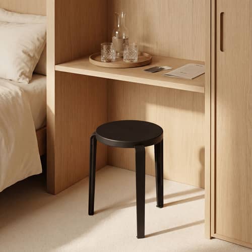 Tabouret empilable Lou Chroma bois noir / Bois éco-certifié - TIPTOE - Noir graphite - Acier, Bois éco-certifié