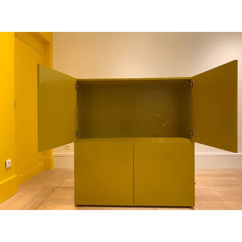 Armoire Flexi bois orange / 120 x 45 x 128 - Cappellini - Citrouille - Panneau de fibres à haute densité