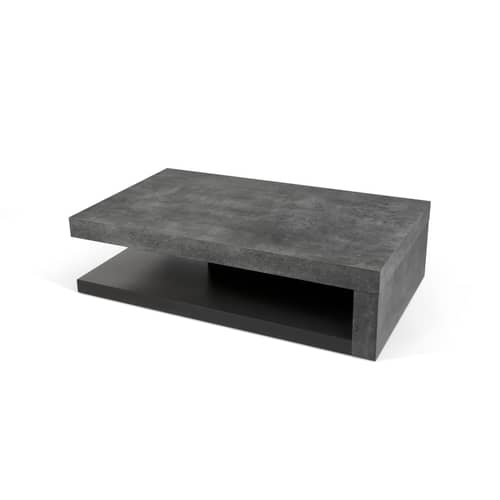 Chicago Coffee table wood grey / 110 x 65 cm x H 29 cm - Concrete-effect melamine - POP UP HOME - Grey concrete effect / Black - High density fibreboard, Melamine