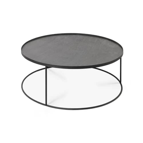 Couchtisch  holz schwarz / Ø 93 x H 38 cm - Ethnicraft - Schwarz - Gebeiztes Sperrholz, Metall