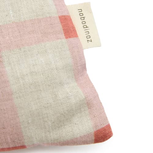 Coussin Vibes Rectangular tissu rose / Medium - 44 x 25 cm - NOBODINOZ - Tulipes / Grille rose - Lin français, Polyester Oeko-Tex