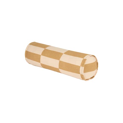 Cuscino Vibes Cylinder tessuto giallo / Ø 16 x L 50 cm - NOBODINOZ - Senape e sabbia / Piastrelle - Cotone biologico, Poliestere certificato OEKO-TEX®