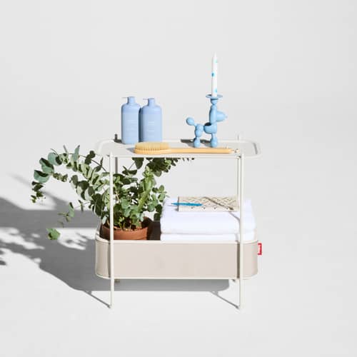 Jardinière sur pied Adoreganizer / Etagère - L 65,5 x H 76,5 cm - Fatboy - Beige - Acier inoxydable, Tissu oléfine