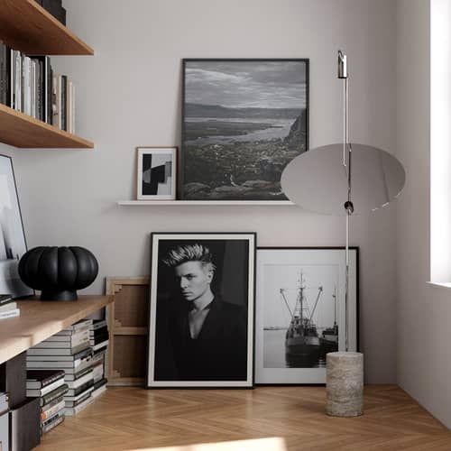 Lampadaire The Moon - 101 COPENHAGEN - Chromé / Travertin beige - Aluminium chromé, Travertin