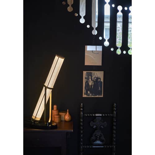 Lampe de table Frechin LED / H 65 cm - marbre - DCW éditions - Blanc & or / Marbre noir - Marbre, Métal, Verre borosilicaté