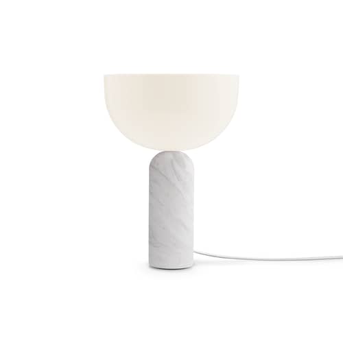 Lampe de table Kizu Small marbre blanc / Base marbre - H 35 cm - NEW WORKS - Marbre blanc - Acrylique, Marbre